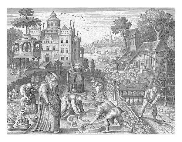 Frühling Nicolaes Bruyn Nach Maerten Vos 1581 1656 Burggarten Mit — Stockfoto