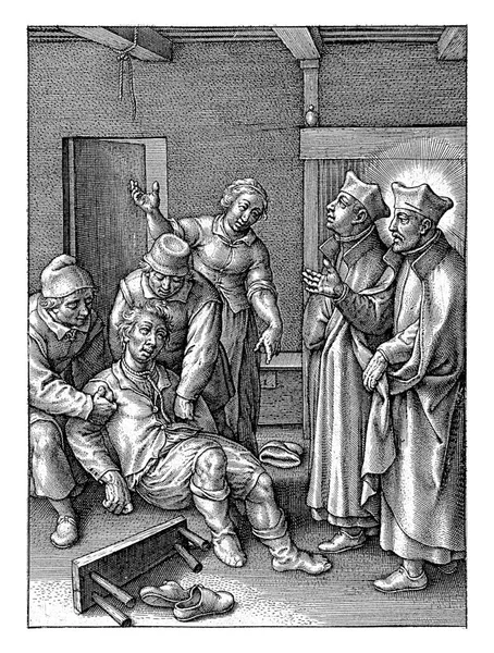Guarigione Miracolosa Ignazio Loyola Uomo Che Impiccò Hieronymus Wierix 1611 — Foto Stock