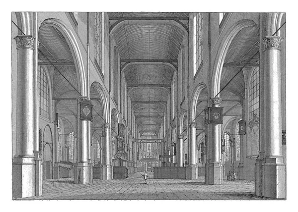 Interior Sint Janskerk Gouda Algumas Figuras Primeiro Plano — Fotografia de Stock