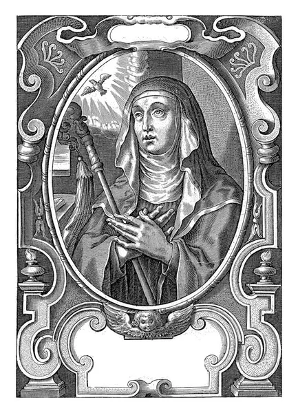 Portret Van Sint Scholastica Zuster Van Sint Benedictus Van Nursia — Stockfoto