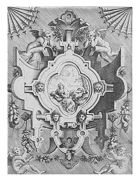 Евангелист Йоханнес Картуше Картуш Изображающий Евангелиста Иоанна — стоковое фото