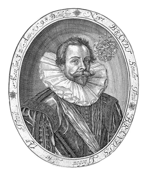 科尔内里斯 布兰德的肖像 32岁 Bartholomeus Willemsz Dolendo 1598年 — 图库照片