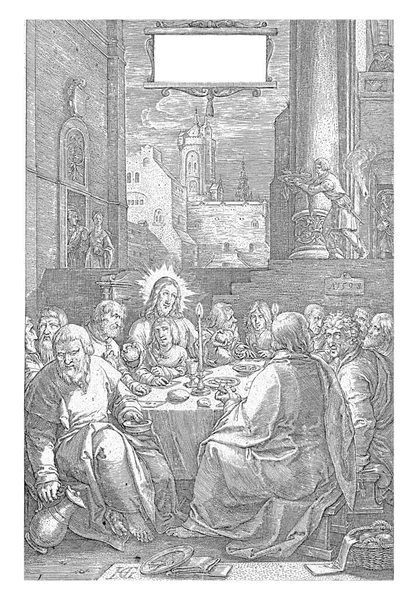 Christ Ses Disciples Utilisent Dernière Cène Dans Cadre Architectural Cette — Photo