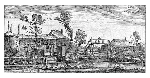 ヘンドリック ホンディウスは ランドスケープ プリント シリーズの第2版に場所の表示を追加した この農場の風景は碑文Buytenハーレムによると位置しています — ストック写真