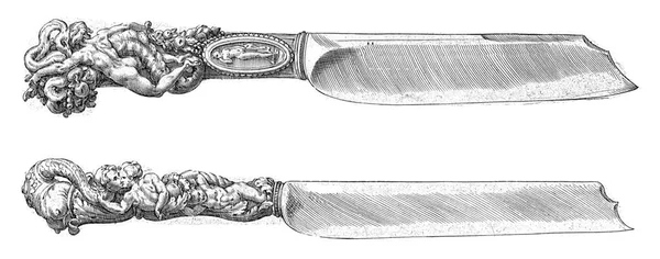 Two Knives Cherubino Alberti Francesco Salviati 1583 Handle Left Knife — Stock Photo, Image