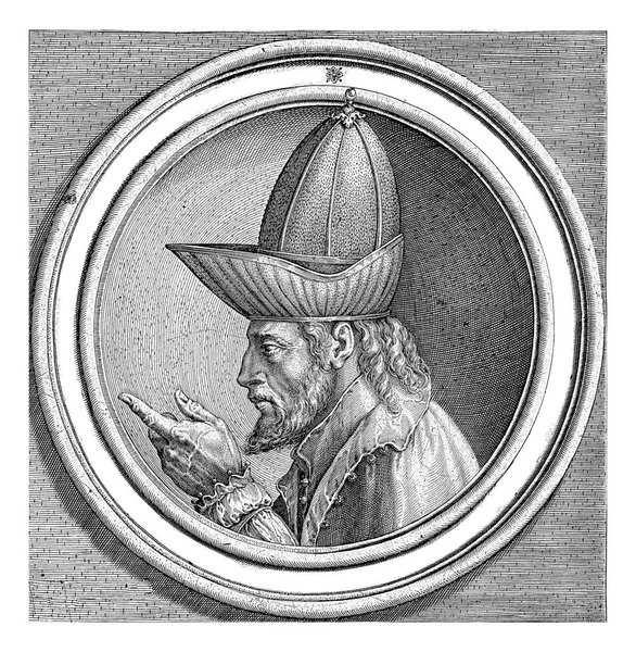 ビザンツ皇帝ヨハネ8世の胸像 1391年 1448年 左側に見られ 頭頂部が高い位置にあり 丸枠には縁の文字 キリル文字 の名前が記されている — ストック写真