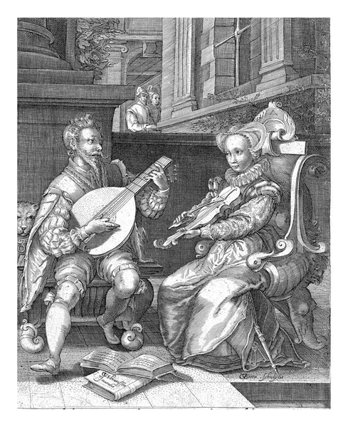 Аллегория Марриджа Гиллис Ван Брин Корнелису Кюссо 1595 1610 Мужчина — стоковое фото