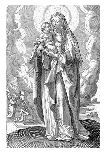 Primer Plano Virgen María Con Niño Cristo Fondo Anunciación — Foto de Stock