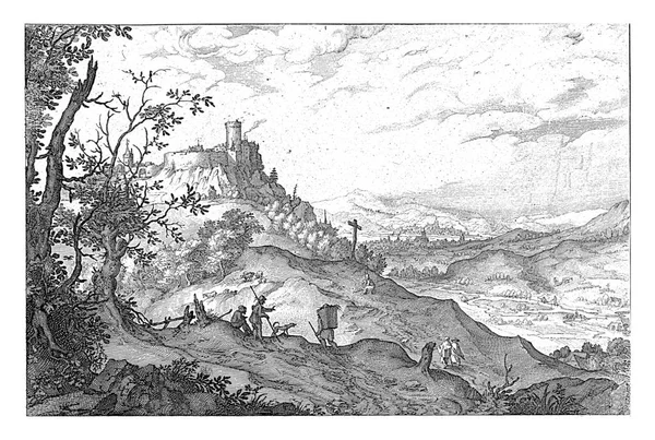 풍경에 등산객 양치기클 제라르 호르스트가 1610 1652 등산가들 목자들이 지대의 — 스톡 사진
