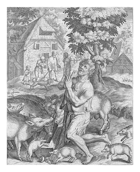 Prodigal Son Swineherd Nicolaes Bruyn 1581 1656 — Stock Photo, Image