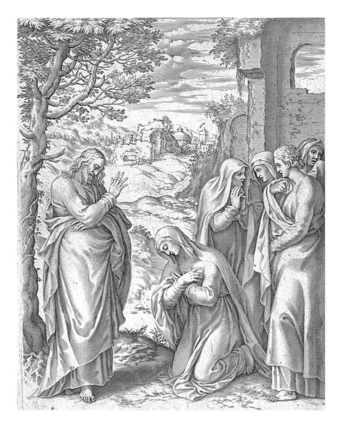 Cristo Aparecendo Sagradas Mulheres Cornelis Cort Depois Giulio Clovio 1584 — Fotografia de Stock