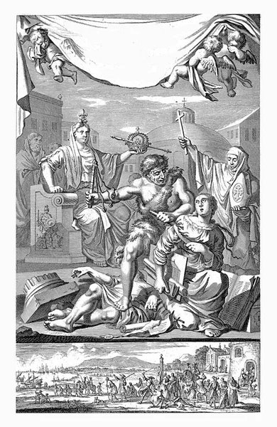 加利亚和法国天主教堂看到改革后的教堂被洗劫一空 阿德里安 海威在1696年的简 卢肯之后 — 图库照片