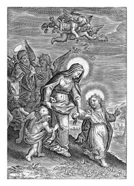 İsa, Kutsal Aileyi İsrail 'e geri götürür, Theodoor Galle (muhtemelen), 1581 - 1633 Kutsal Aile, Mısır' da kaldıktan sonra İsrail 'e döner..