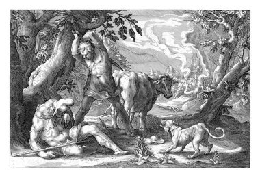 Onu flütüyle uyuttuktan sonra Merkür, Juno 'nun emrindeki İnek Io' yu koruyan yüz gözlü Argus 'u öldürdü..