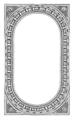 Oval bir çerçevede dizinin Latince adı. Oval, dekoratif süslemelerle süslenmiş. Bu, Yeni Ahit 'teki ünlü kadınlarla ilgili bir dizinin başlığı.