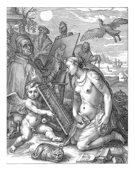 Allegory Perception Jan Saenredam Hendrick Goltzius 1616 Artist Wearing Glasses — Stock Photo, Image