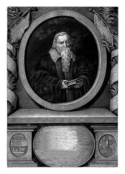 Lutheran Theologian Writer Philosopher Jakob Martini Book His Hands Portrait — Stock Photo, Image