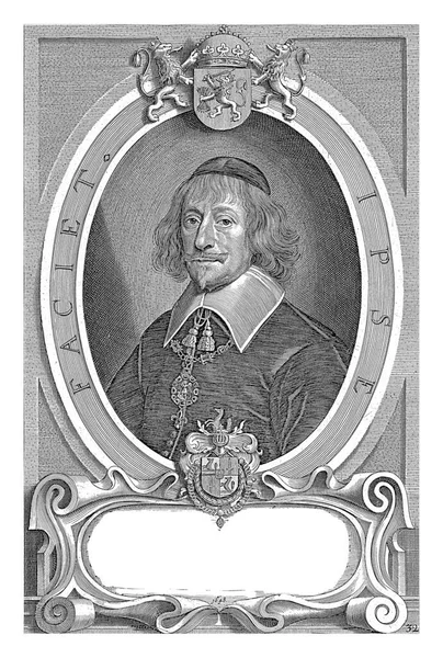 ヨハン クヌート パウルス ポンティウスの肖像画 アンセルム ファン 1697年 ヴィンテージ彫刻 — ストック写真