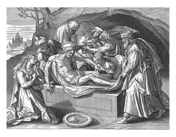 Christus Wird Von Seiner Familie Und Freunden Ein Grab Gelegt — Stockfoto