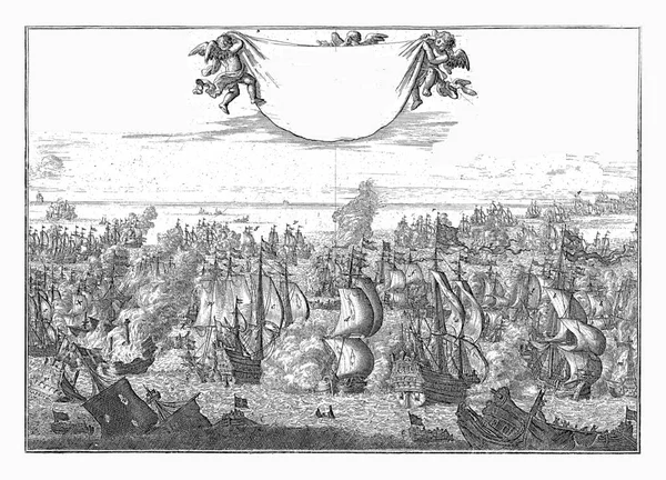 Csatahajó Kijkduinban 1673 Jan Luyken 1688 Csatahajó Kijkduinnál 1673 Augusztus — Stock Fotó