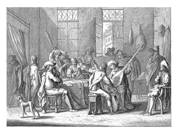 Εσωτερικό Ενός Σπιτιού Μια Ομάδα Κάθεται Γύρω Από Ένα Τραπέζι — Φωτογραφία Αρχείου