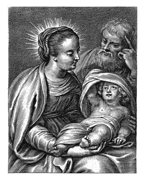 가문인 코르넬리스 Corelis Galle 1638 1678 마리아는 그리스도의 자녀와 그녀의 — 스톡 사진