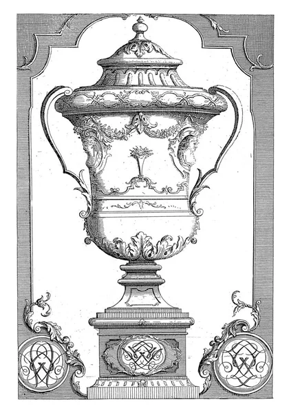 Panel Decoration Garden Vase Monograms Gerrit Visscher Jean Bernard Honor — Stock Photo, Image