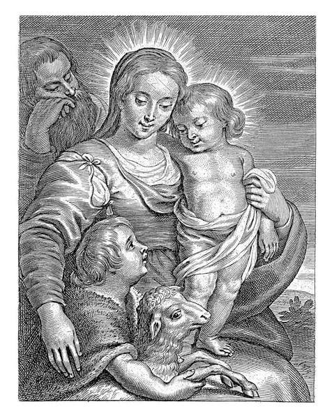 Święta Rodzina Janem Chrzcicielem Barankiem Schelte Adamszem Bolswert Peterze Paulu — Zdjęcie stockowe
