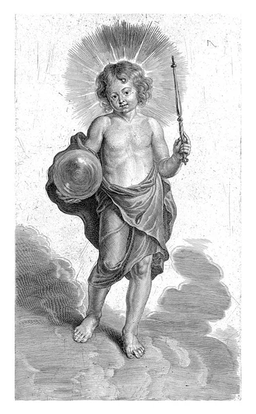 Christ Enfant Avec Globe Sceptre Pieter Bailliu Après Erasmus Quellinus — Photo