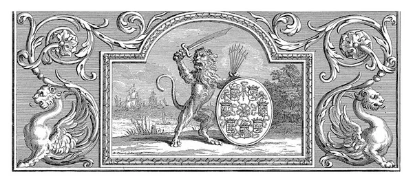 Dutch Lion Holding Coat Arms Seven Provinces Bernard Picart Εργαστήριο — Φωτογραφία Αρχείου