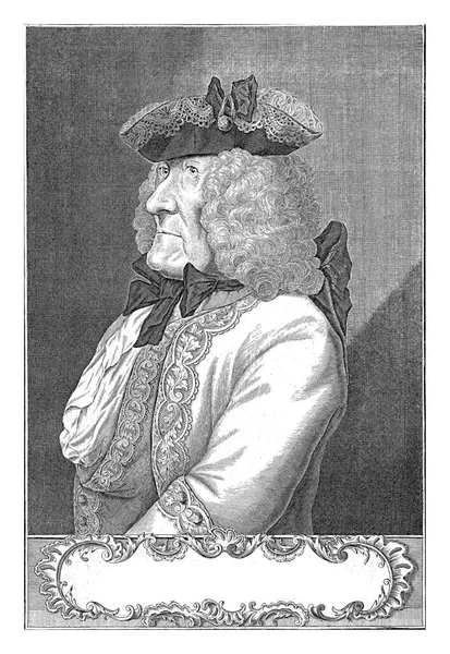 Pancey Şövalyesinin Solunda Şapkalı Bir Portre Büstü Portrenin Altında Bir — Stok fotoğraf
