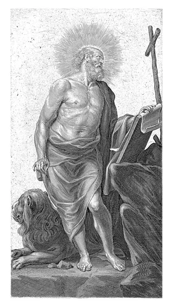 ペンと紙とクロスとライオンと聖ジェローム ピーター Bailliu 1623 1660 — ストック写真