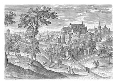 Brüksel Sarayı manzarası (Koudenberg Sarayı). Çiftler Warande Parkı 'nda yürüyor. Parmak izi, Brüksel bölgesinden gelen yüzlerin yer aldığı bir serinin parçası.