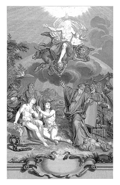 Représentation Allégorique Avec Des Figures Ancien Testament Gauche Adam Eve — Photo