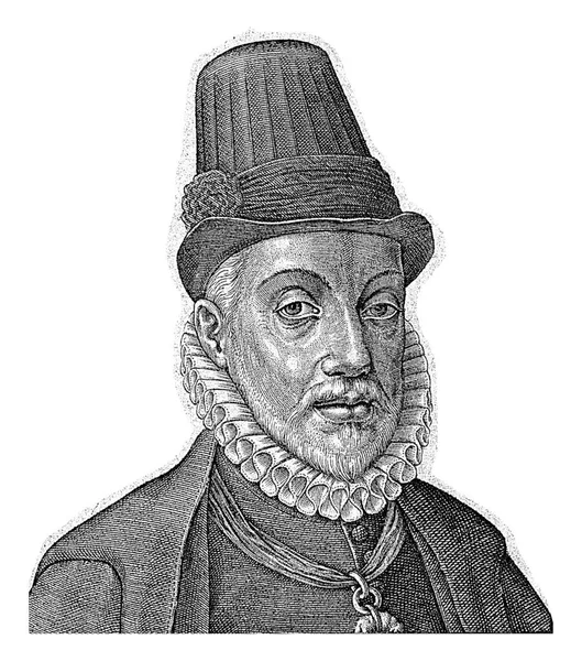 펠리페 스페인의 안토니우스 1565 1604 년그는 기사단 리본을 여백에 라틴어로 — 스톡 사진