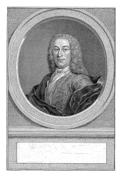 Pieter Van Pollの肖像 Jacob Houbraken 1749年 1780年アムステルダム市長の肖像 楕円形のPieter Van Pollの廷臣と堤防 — ストック写真