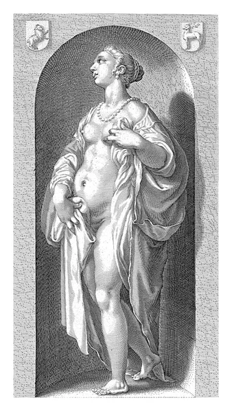 情欲的个人化 被描绘成半裸的女性形象 站在一个特殊的位置上 — 图库照片