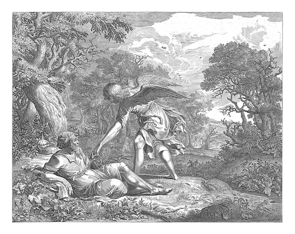 Elijah Och Ängeln Pieter Nolpe Efter Pieter Symonsz Potter 1623 — Stockfoto