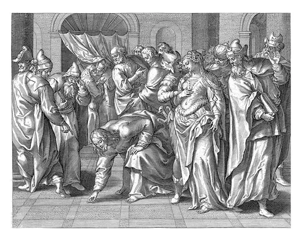 Tempel Von Jerusalem Bringen Die Pharisäer Eine Beim Ehebruch Ertappte — Stockfoto