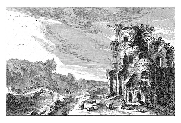 Izquierda Una Ruina Muy Grande Cabrero Tocando Una Flauta Derecha —  Fotos de Stock