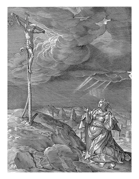 Kristus Kayu Salib Hieronymus Wierix Setelah Maerten Vos 1584 Kristus — Stok Foto