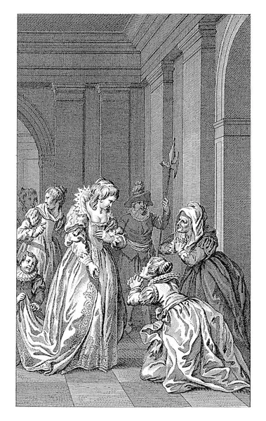 Жена Мать Монтиньи Умоляют Анну Австрийскую Невесту Короля Филиппа Ходатайствовать — стоковое фото