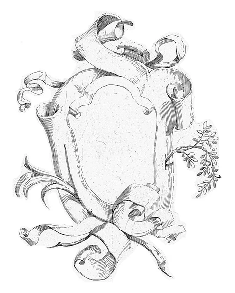 コンソール リボン 枝で飾られたカルトゥーシュ — ストック写真