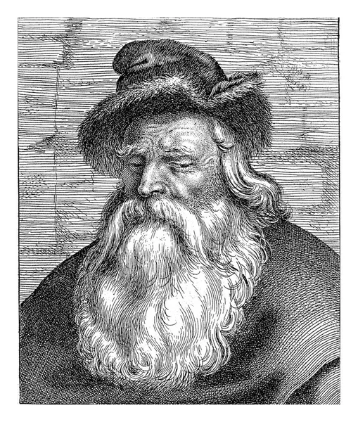 Бюст Чоловіка Довгою Бородою Кепкою Голові Анонімний 1600 1700 — стокове фото