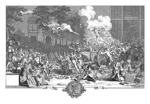1720 어리석음을 기념하는 기념비 이끄는 병거를 행위의 운명은 주식을 분산시킨다 — 스톡 사진