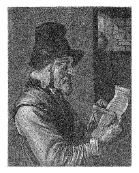 Ein Alter Mann Liest Einen Brief Vor Trägt Einen Hut — Stockfoto