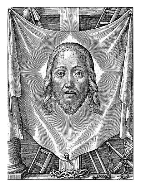 1619 베로니카가 예수의 얼굴을 각인시키는 흘리기 1563 히에로니무스 Hierononus Wierix — 스톡 사진