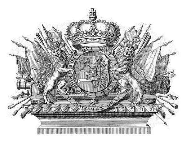 Герб Вильгельма Короной Двумя Львами Украшенный Подвязкой Девизом Ордена Подвязки — стоковое фото