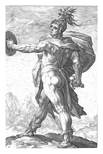 Hrdina Marcus Calpurnius Flama Plné Délce Viděný Nalevo Pozadí Vidíte — Stock fotografie
