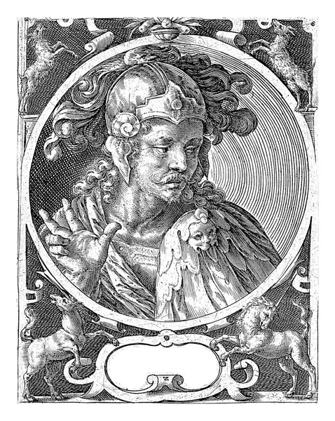 Héroe Antigüedad Clásica Alejandro Magno Busto Encerrado Medallón Con Cartucho — Foto de Stock